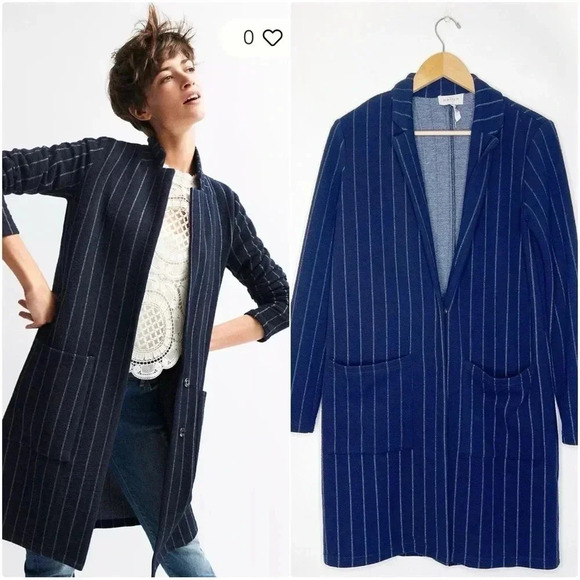 Harlyn Anthropologie Pinstripe Longline Jacket Blazer Size XS - Picture 1 of 7